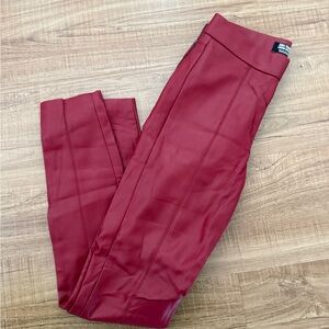 Zara Burgundy Faux Leather Trousers